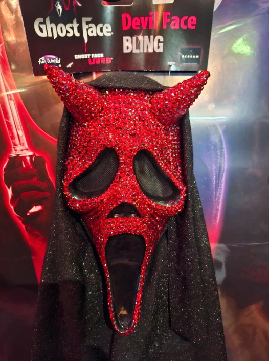 Masque Ghost face Bling strass Rouge